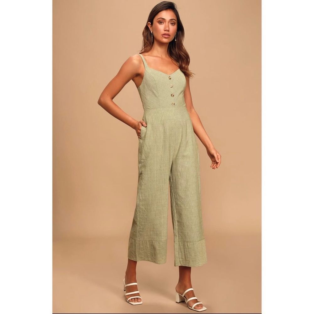 Green striped lulus jumpsuit